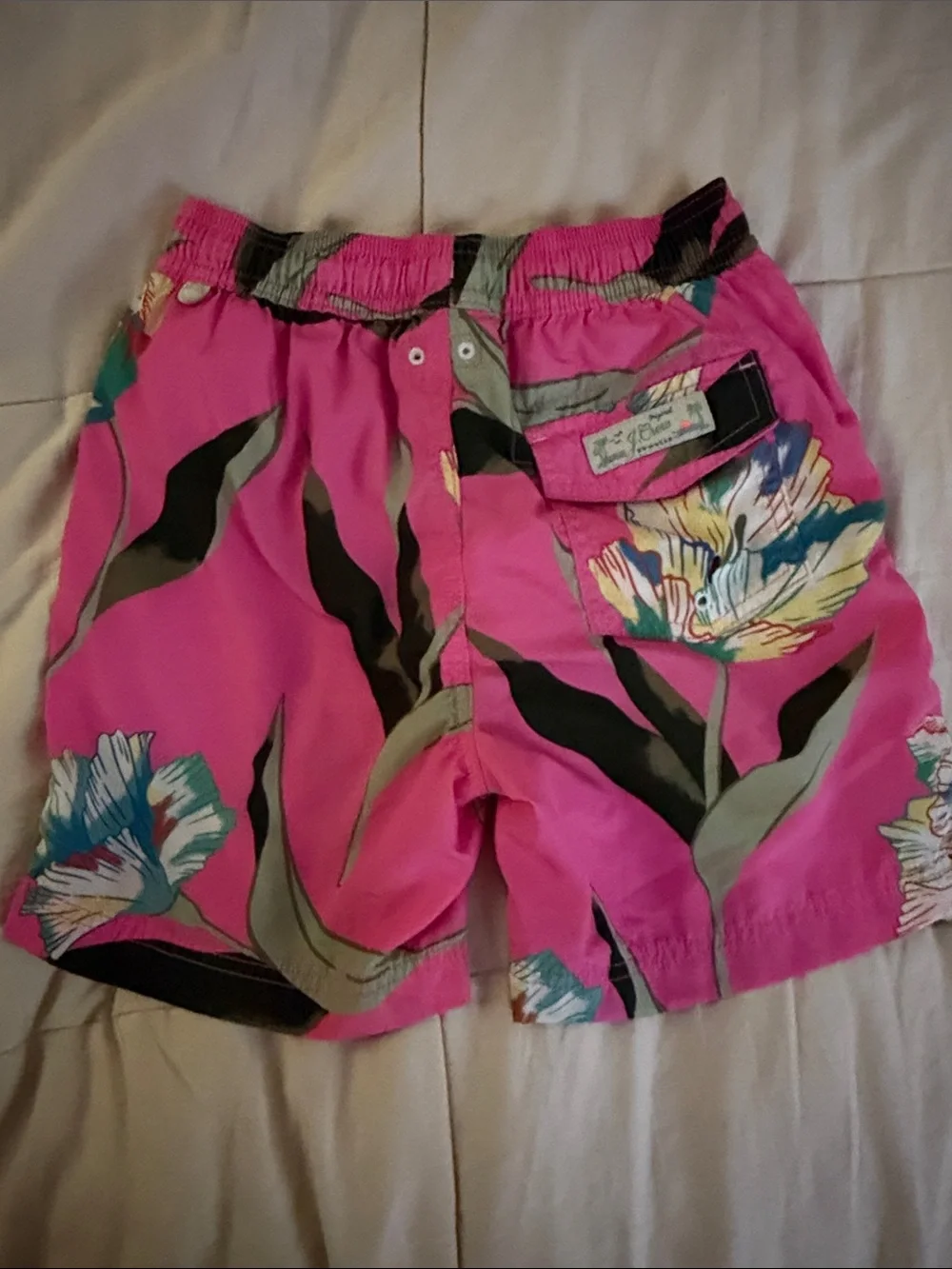 J. Crew Pink Tropical Floral Kids Swim Trunks